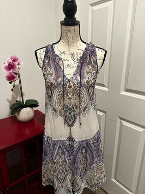 Melrose and Market White and Purple Paisley Mini Dress